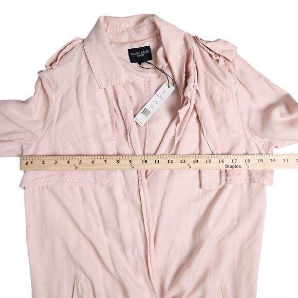 Walter Baker Marley Trench Coat Sz S Soft Girl Balletcore Minimal No Belt Flaws - Picture 7 of 10